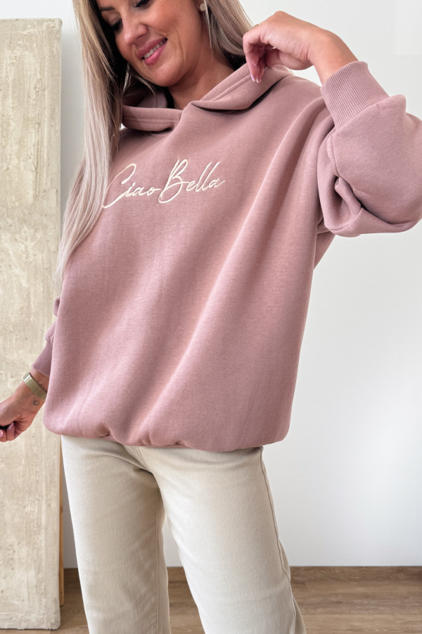 Bluza Oversizowa z Kapturem Ciao Bella - Beżowa 2