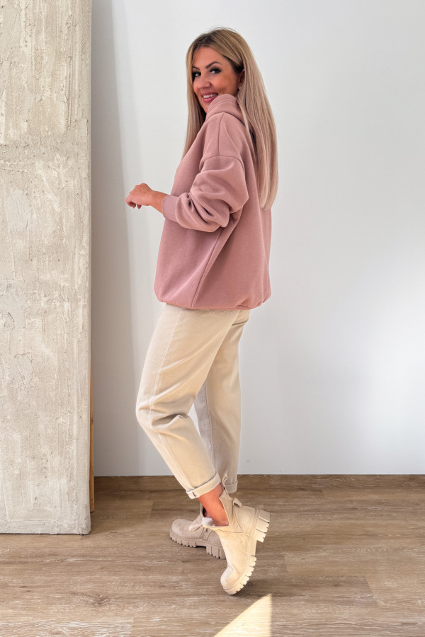 Bluza Oversizowa z Kapturem Ciao Bella - Beżowa 3