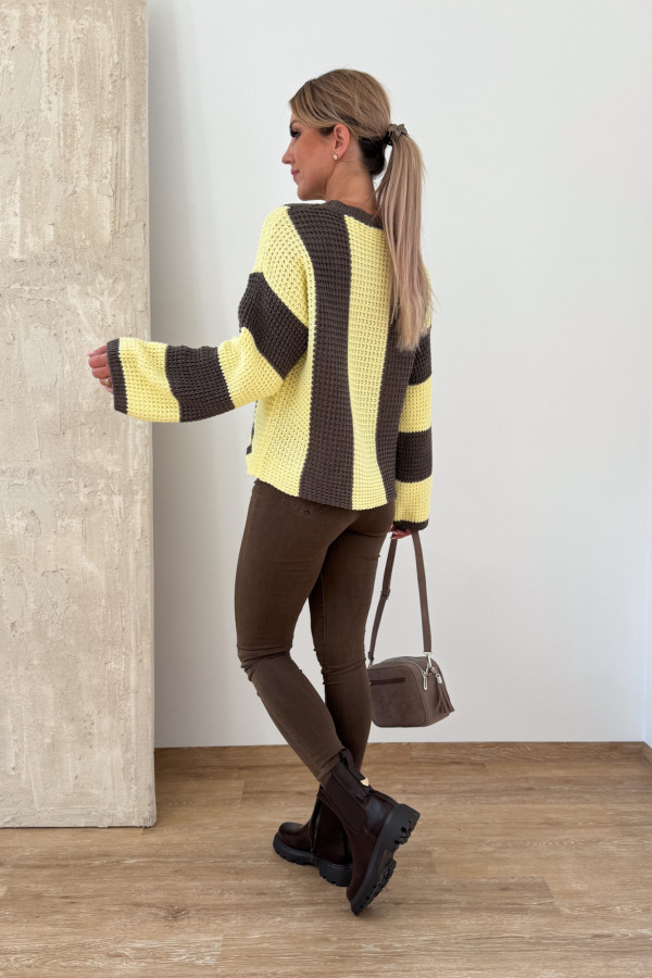 Sweter w Pasy Nestle - Czekolada z Żółtym 2