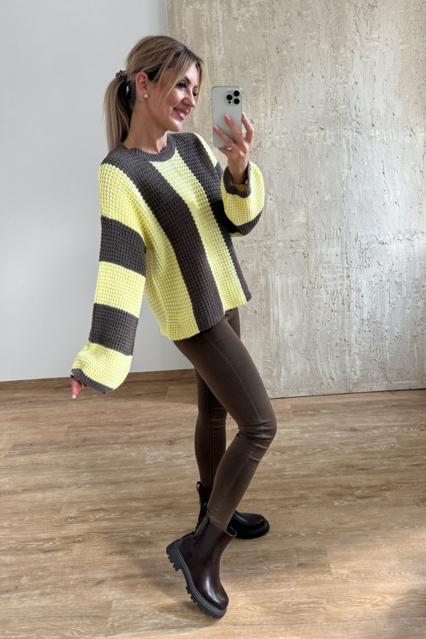 Sweter w Pasy Nestle - Czekolada z Żółtym 6