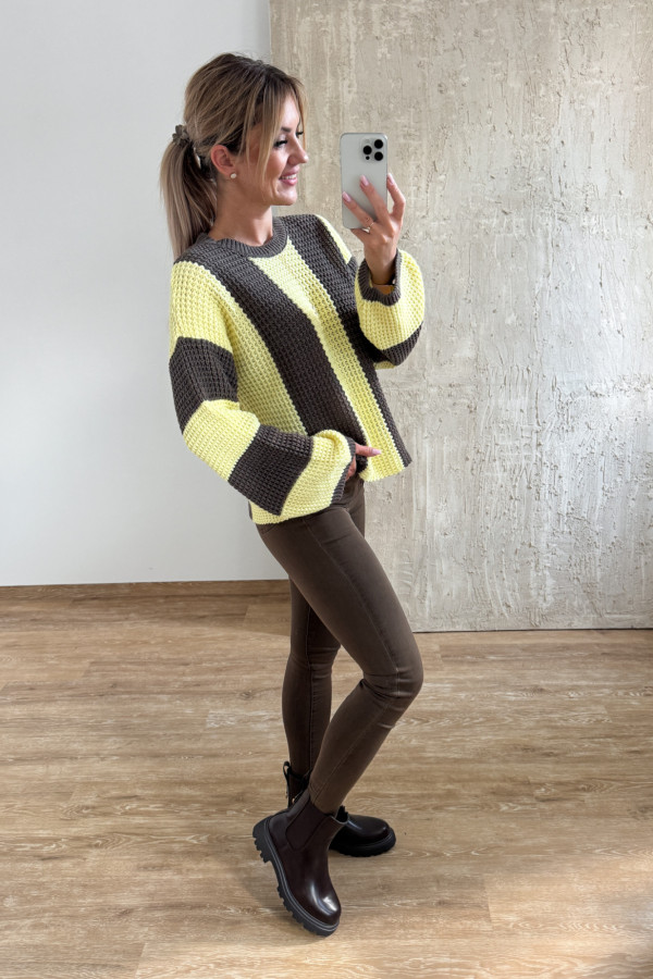Sweter w Pasy Nestle - Czekolada z Żółtym 7