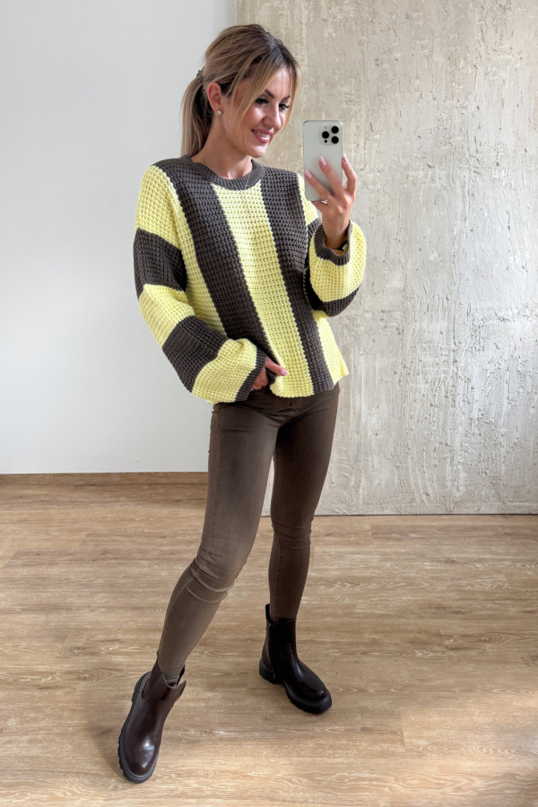 Sweter w Pasy Nestle - Czekolada z Żółtym 8