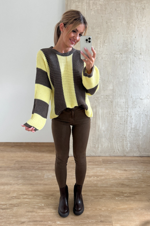 Sweter w Pasy Nestle - Czekolada z Żółtym 10
