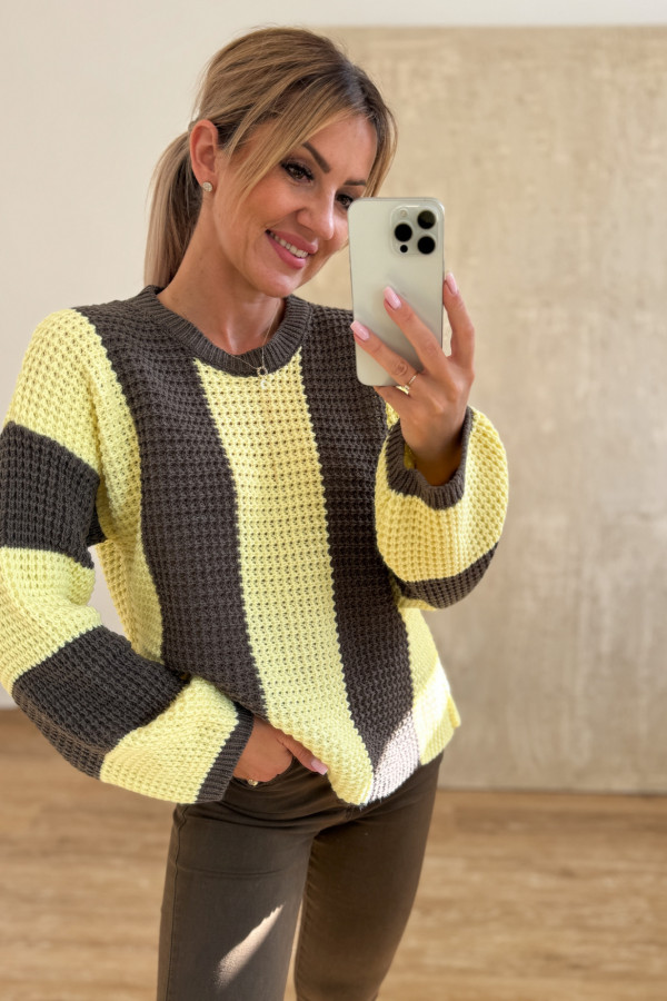 Sweter w Pasy Nestle - Czekolada z Żółtym 11