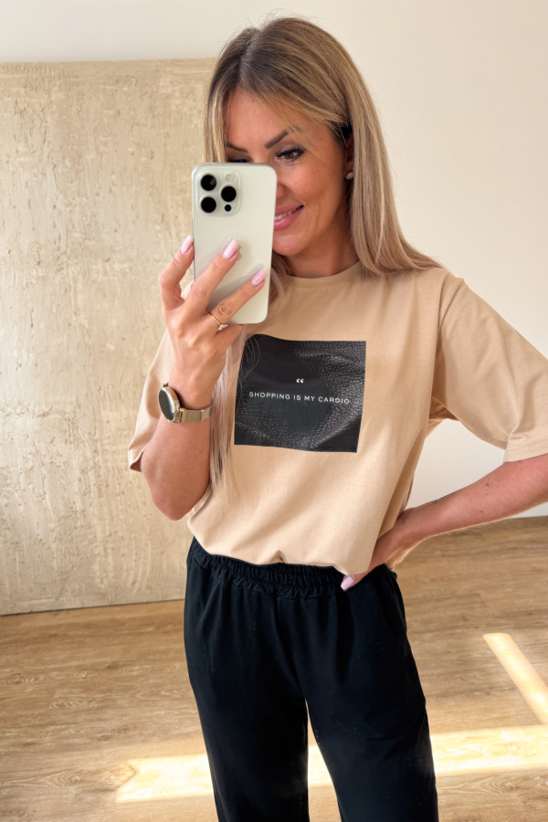 T-Shirt Shopping Cardio - Beżowy 2
