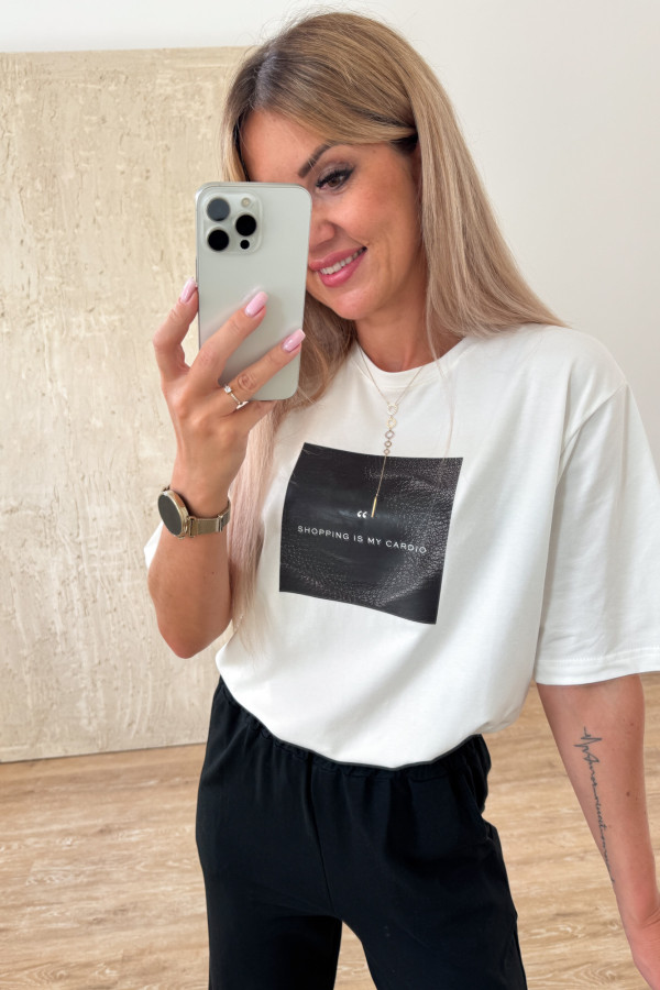 T-Shirt Shopping Cardio - Biała