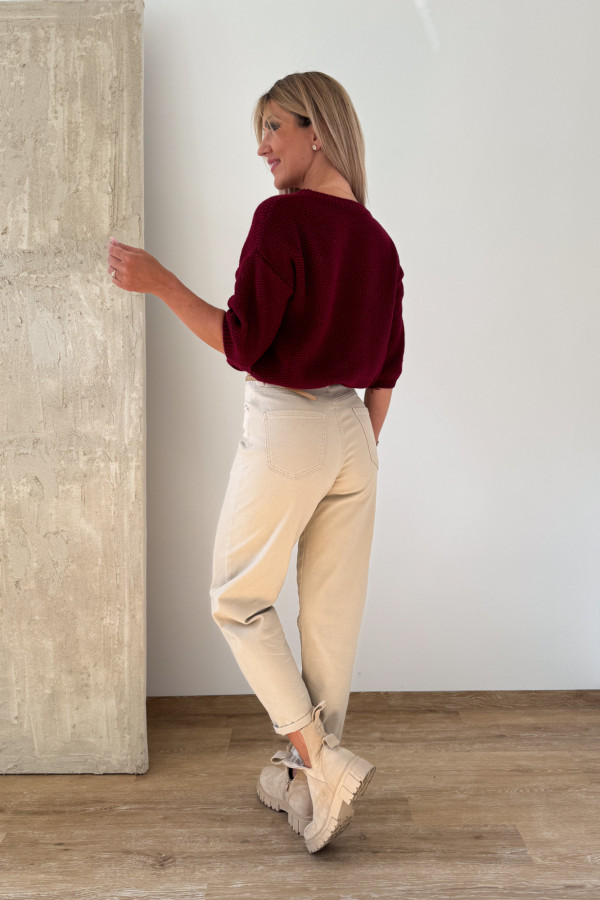 Sweter z Krótkim Rękawem Min Min - Bordowy 3