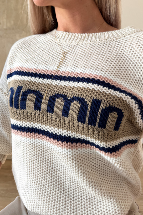 Sweter z Krótkim Rękawem Min Min - Beżowy 2
