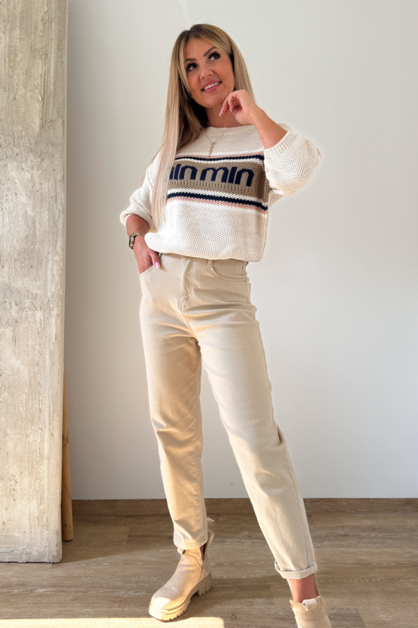 Sweter z Krótkim Rękawem Min Min - Beżowy 6