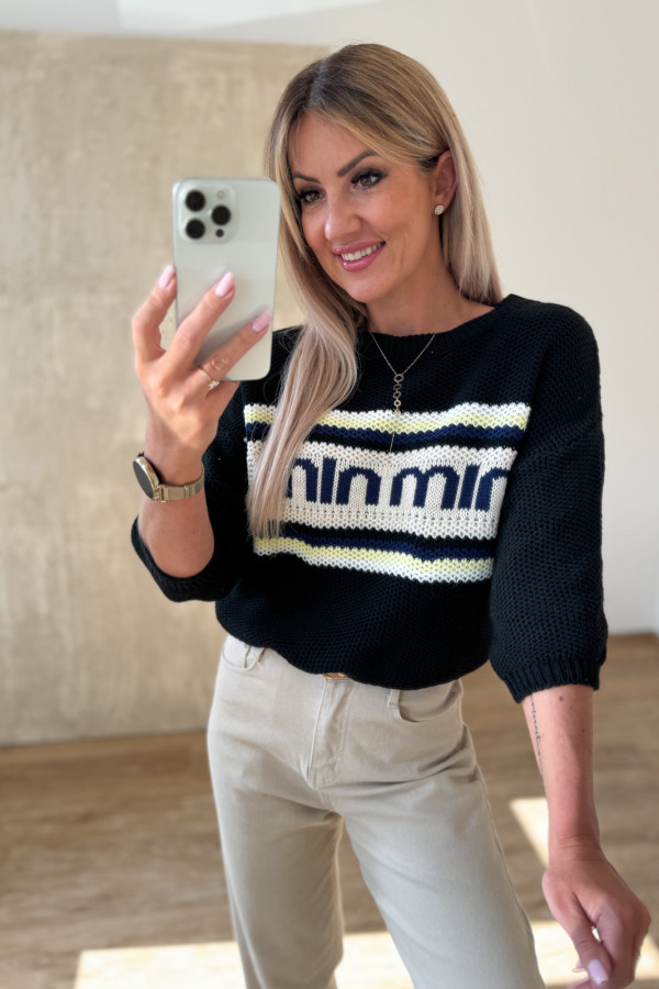 Sweter z Krótkim Rękawem Min Min - Czarny 1
