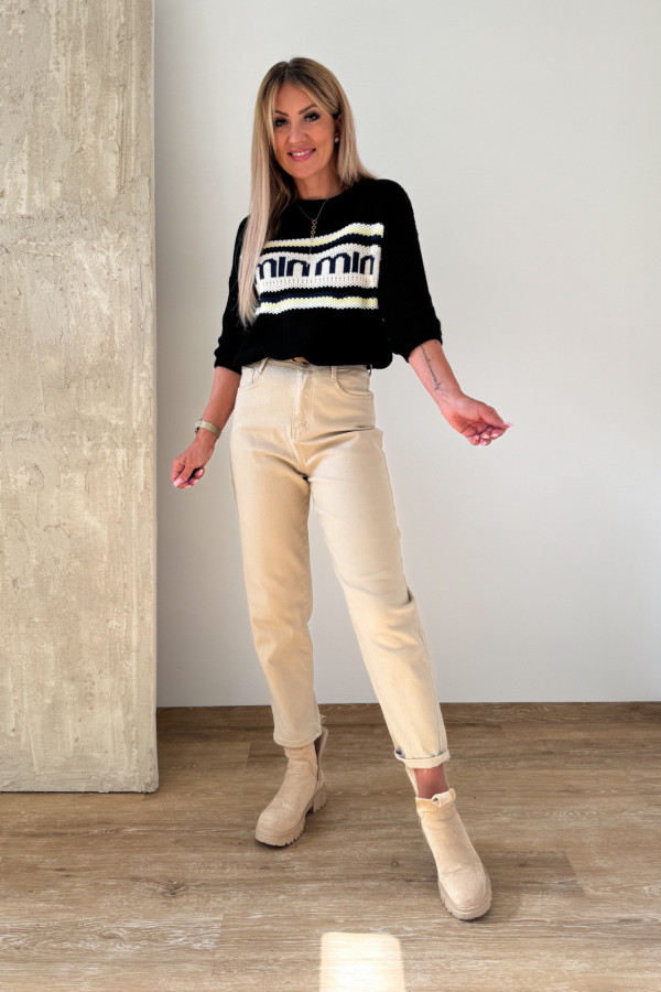 Sweter z Krótkim Rękawem Min Min - Czarny