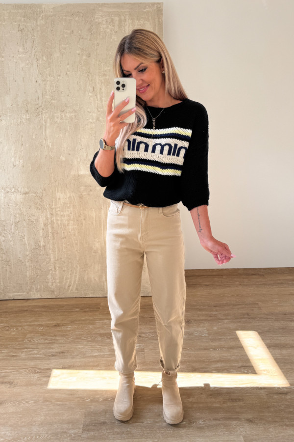 Sweter z Krótkim Rękawem Min Min - Czarny 4