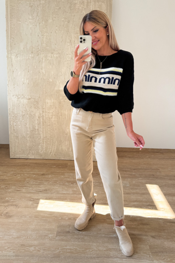Sweter z Krótkim Rękawem Min Min - Czarny 6