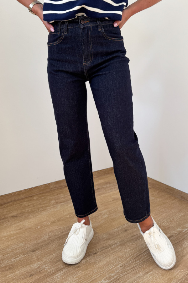 Spodnie Jeansy mod. 1072 Mom Fit - Granatowe 5