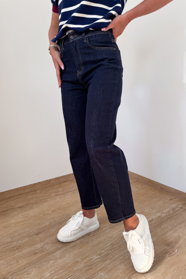 Spodnie Jeansy mod. 1072 Mom Fit - Granatowe 6