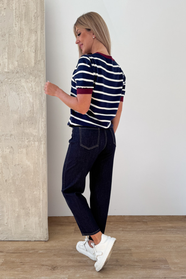 Spodnie Jeansy mod. 1072 Mom Fit - Granatowe 11