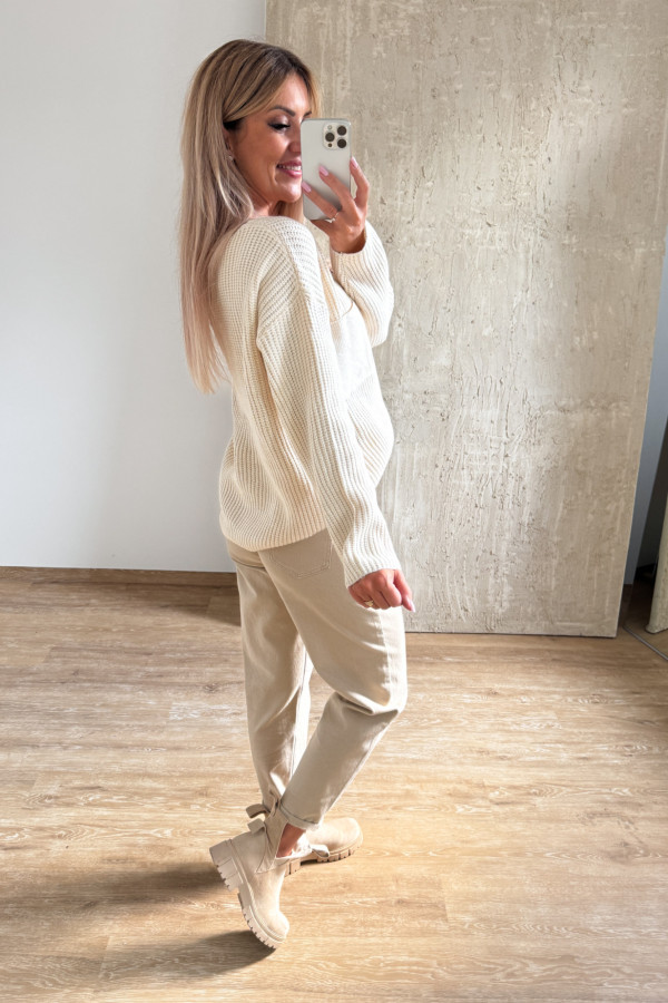 Sweter z Kieszonką Candy - Waniliowy 5