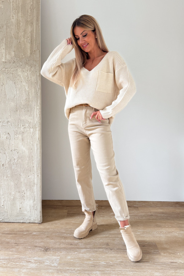 Sweter z Kieszonką Candy - Waniliowy 7