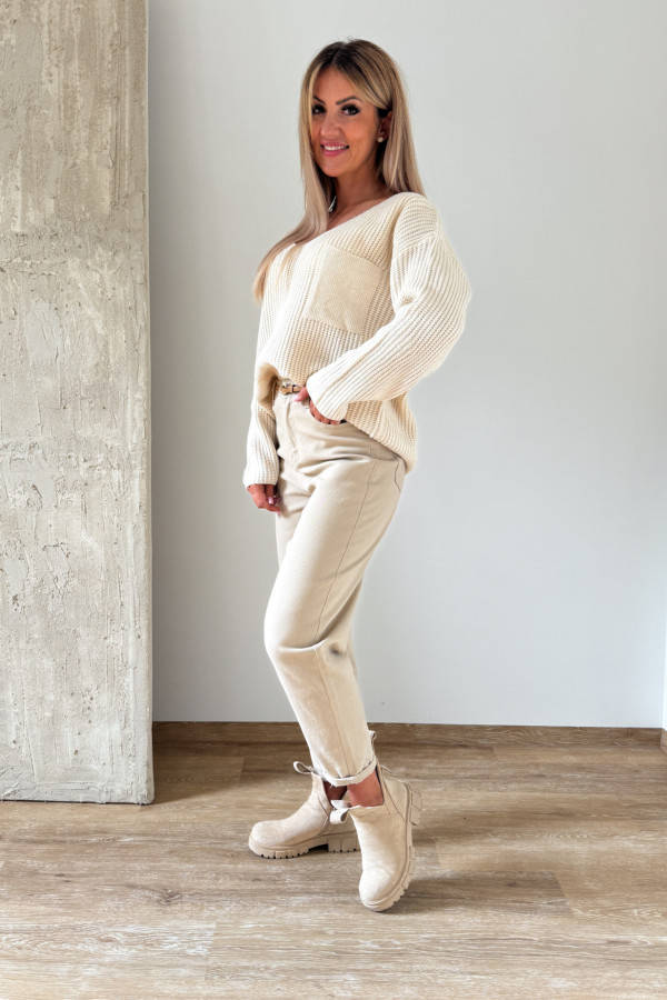 Sweter z Kieszonką Candy - Waniliowy 8