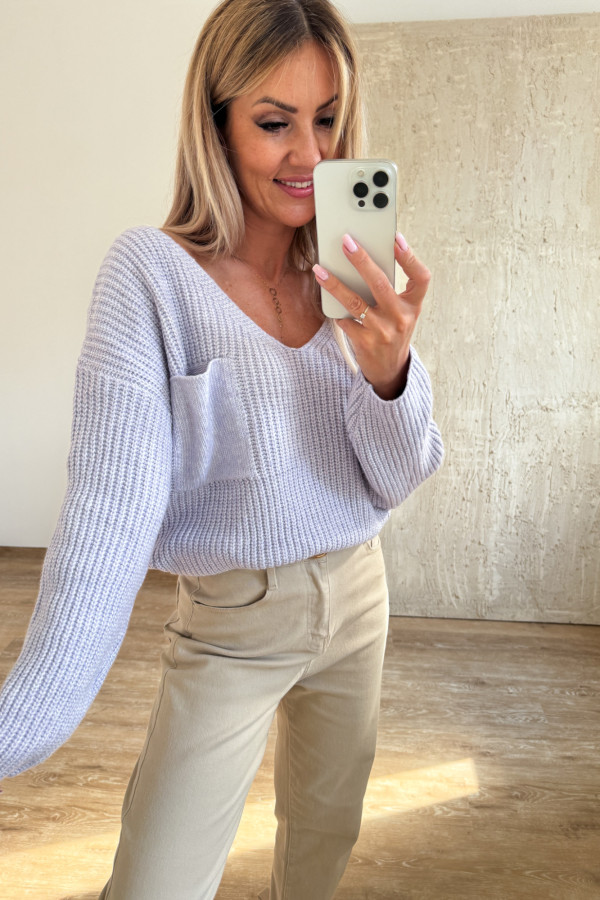 Sweter z Kieszonką Candy - Liliowy 1