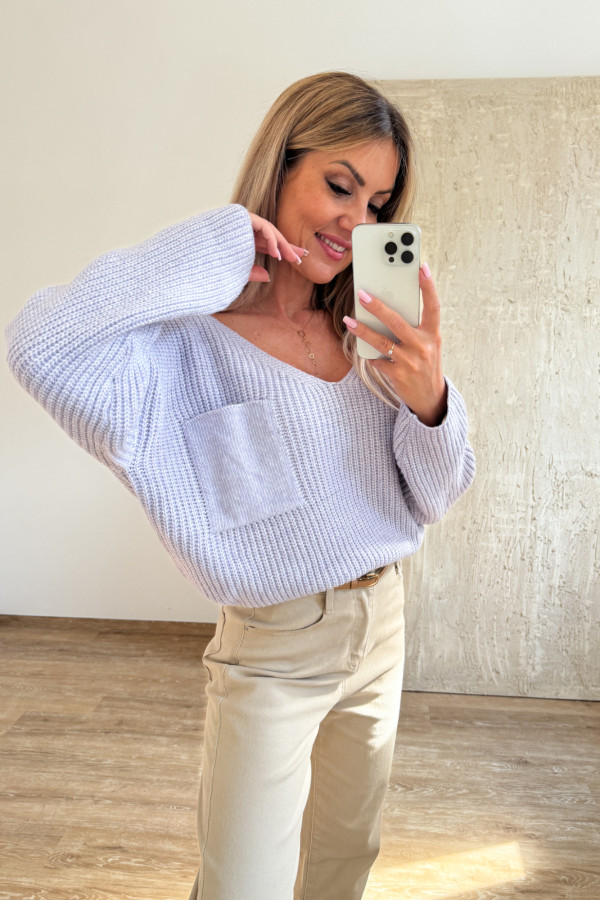 Sweter z Kieszonką Candy - Liliowy 7