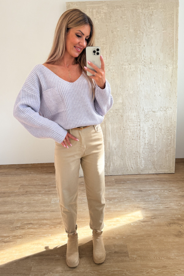Sweter z Kieszonką Candy - Liliowy 8