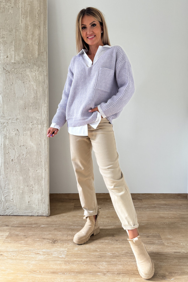Sweter z Kieszonką Candy - Liliowy 9