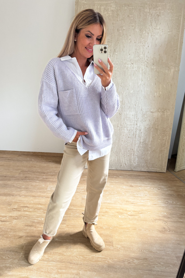Sweter z Kieszonką Candy - Liliowy 11