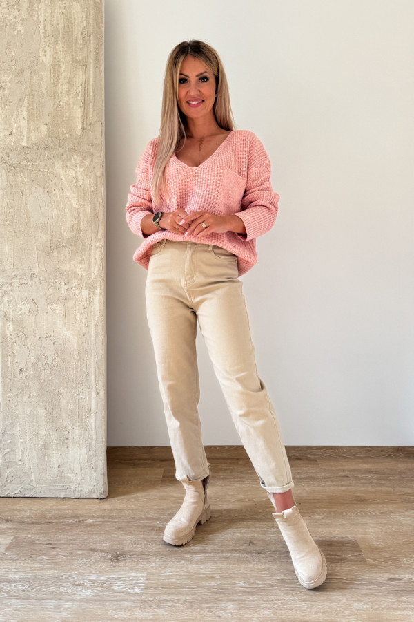 Sweter z Kieszonką Candy - Brzoskwiniowy