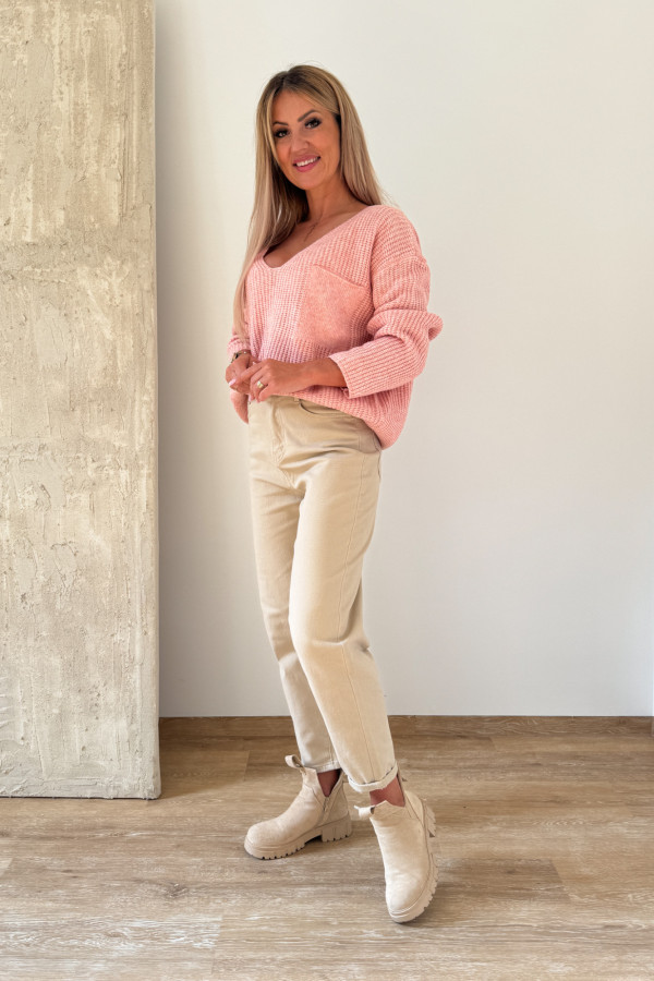 Sweter z Kieszonką Candy - Brzoskwiniowy 1