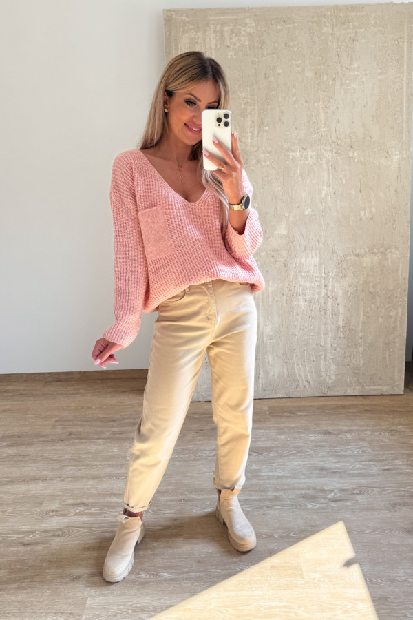 Sweter z Kieszonką Candy - Brzoskwiniowy 5