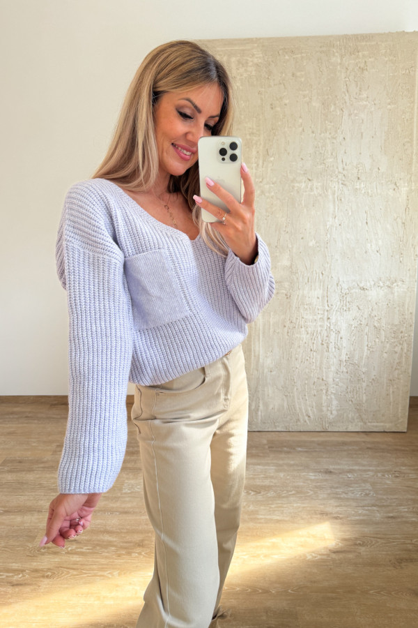 Sweter z Kieszonką Candy - Liliowy 10