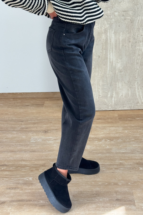 Spodnie Jeansy Mom 1058 Ciemno Szare 2