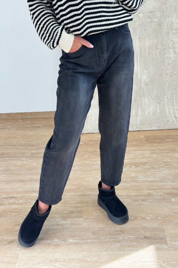 Spodnie Jeansy Mom 1058 Ciemno Szare 3