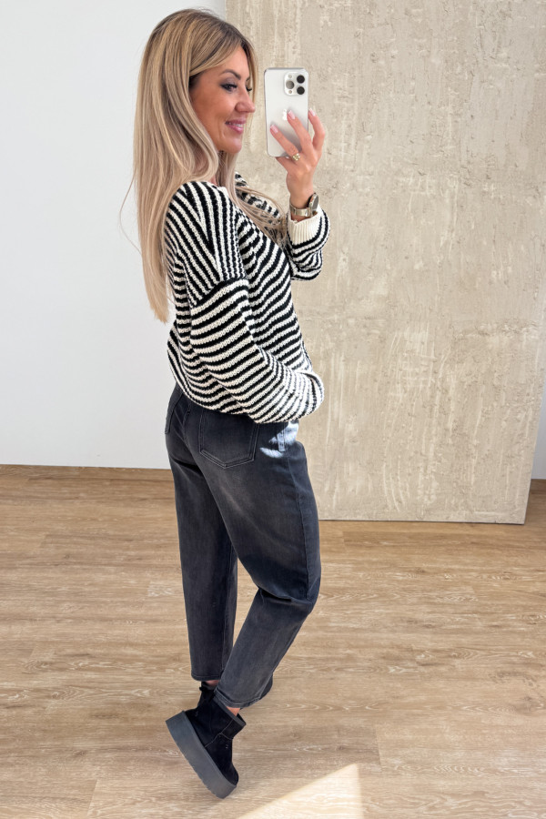 Spodnie Jeansy Mom 1058 Ciemno Szare 4
