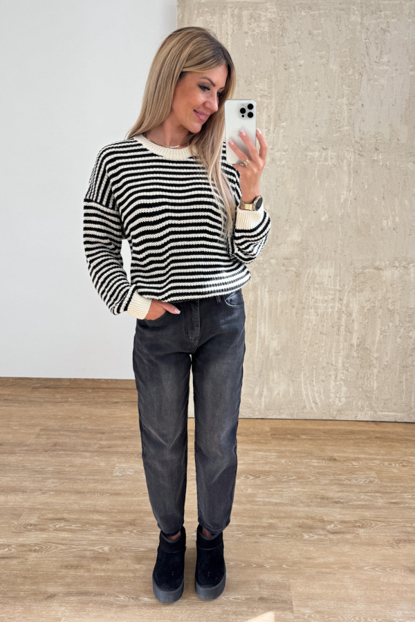 Spodnie Jeansy Mom 1058 Ciemno Szare