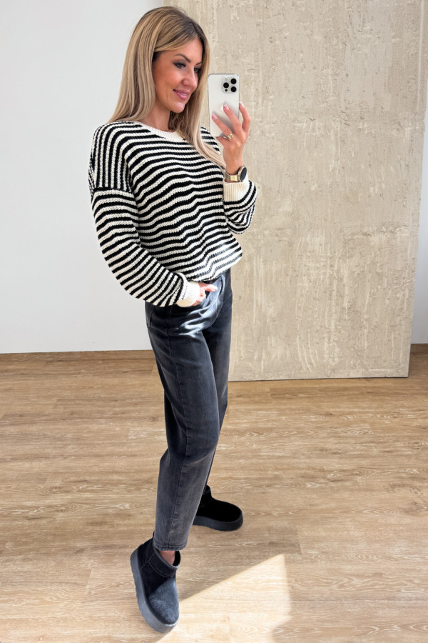 Spodnie Jeansy Mom 1058 Ciemno Szare 5