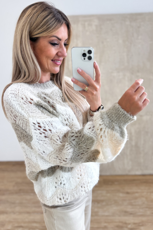 Sweter Ażurowy Lumino - Śmietanka Wanilia Beż 3