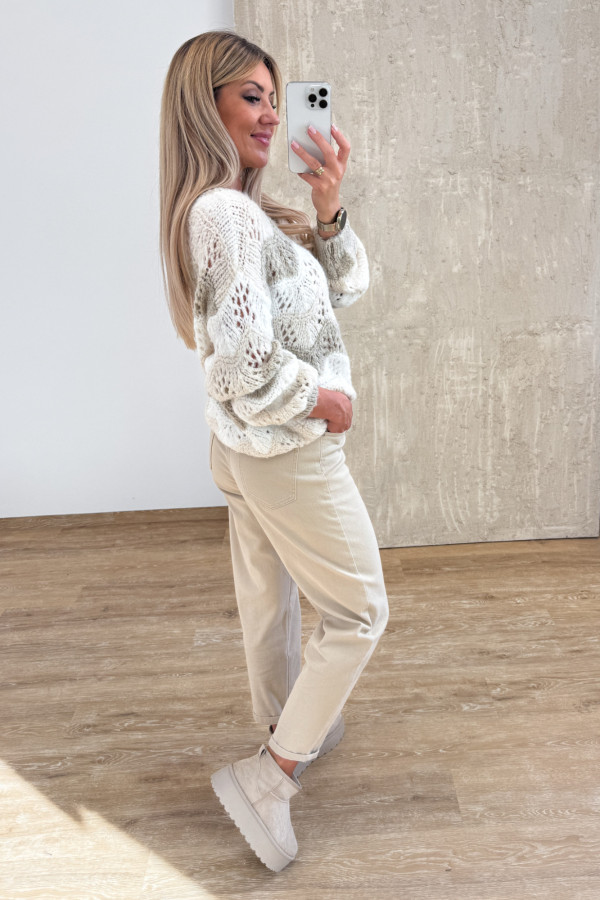 Sweter Ażurowy Lumino - Śmietanka Wanilia Beż 5