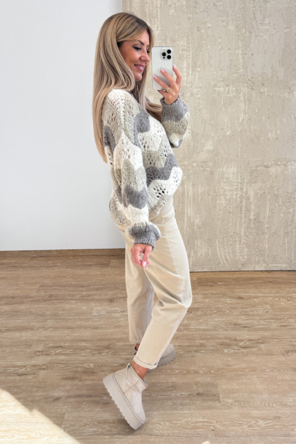 Sweter Ażurowy Lumino - Wanilia Beż Fango 2