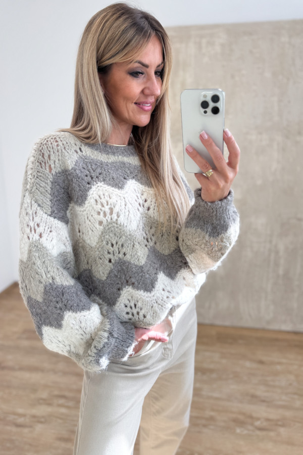 Sweter Ażurowy Lumino - Wanilia Beż Fango 4
