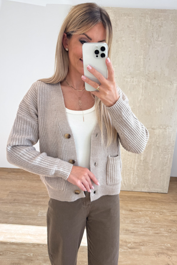 Sweter Rozpinany na Guziki Pocket - Mocca 3