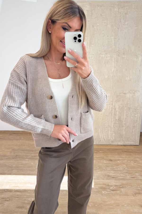 Sweter Rozpinany na Guziki Pocket - Mocca 5