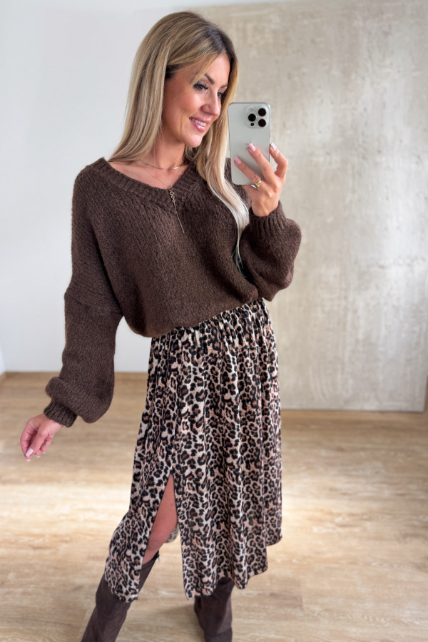 Sweter Oversize Vandetta - Czekoladowy