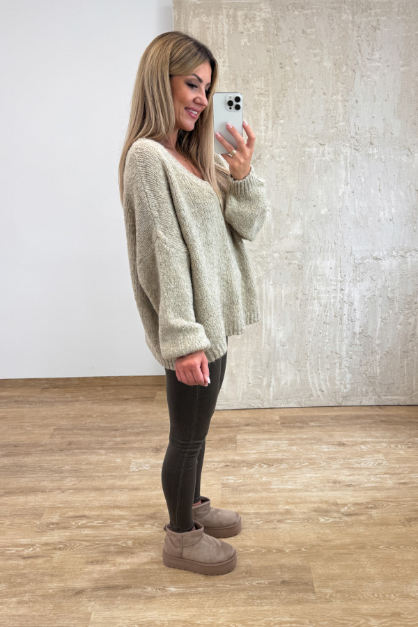 Sweter Oversize Vandetta - Beżowy
