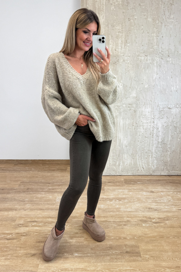Sweter Oversize Vandetta - Beżowy 1