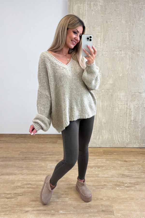Sweter Oversize Vandetta - Beżowy 2
