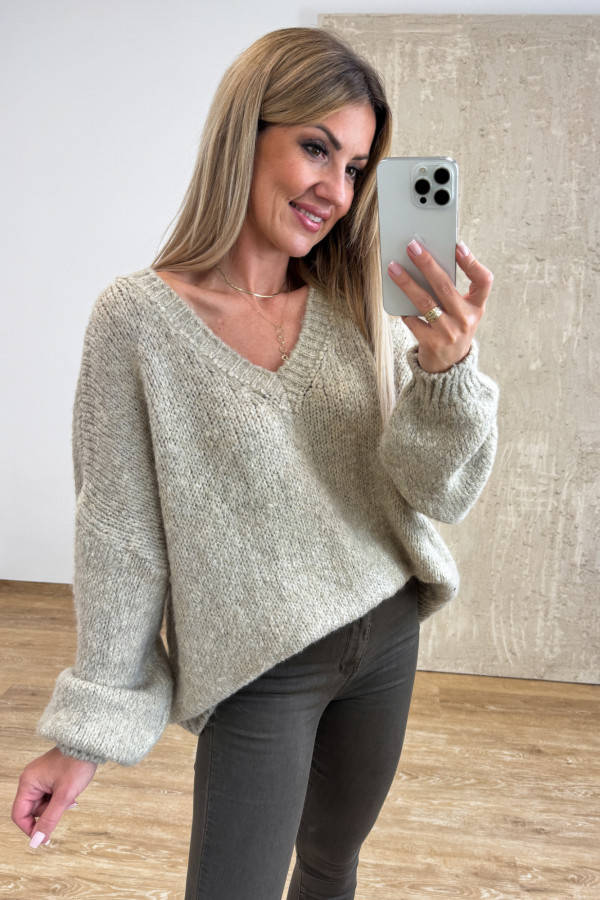 Sweter Oversize Vandetta - Beżowy 4