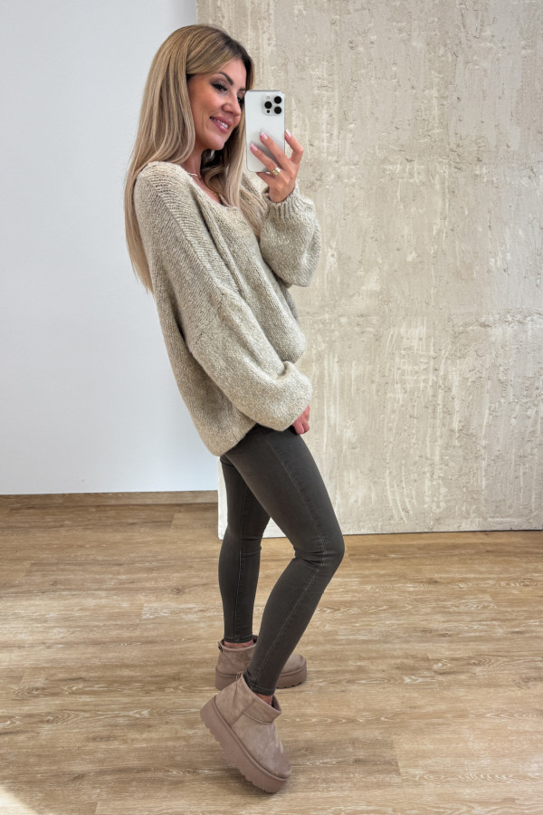 Sweter Oversize Vandetta - Beżowy 5