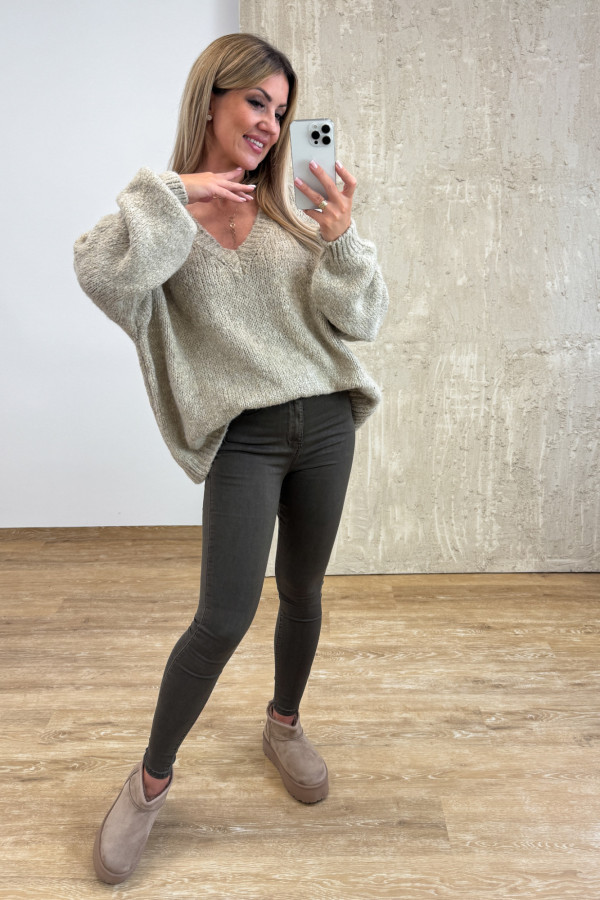 Sweter Oversize Vandetta - Beżowy 6